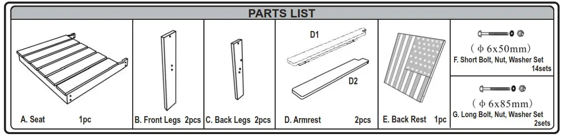 CASTLECREEK 714932 Distressed Flag Chair - DISTRESSED FLAG CHAIR ASSEMBLY INSTRUCTIONS