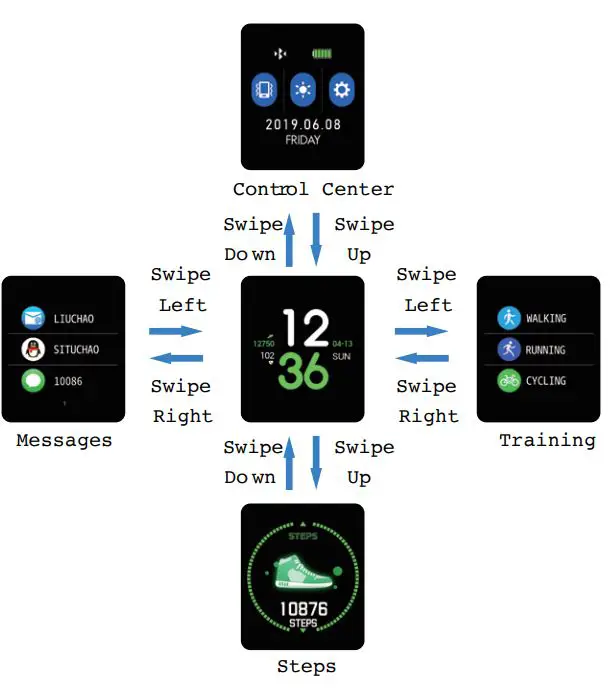 DAS-4 SG24 Black Silicone Strap Smartwatch User Manual - Use the Touch Screen