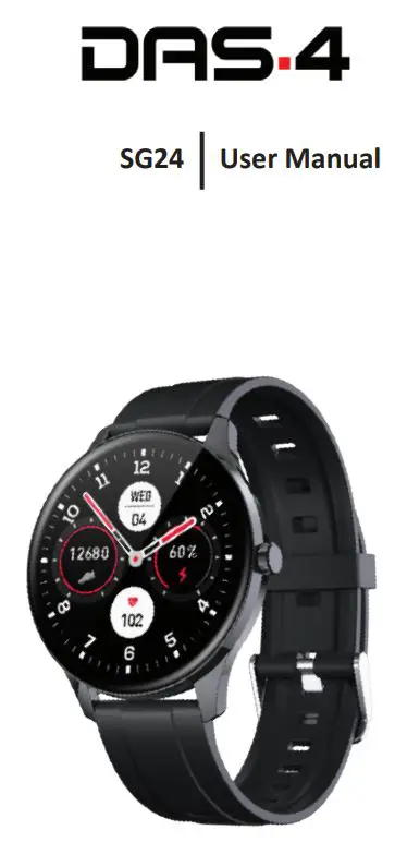 DAS-4 SG24 Black Silicone Strap Smartwatch User Manual