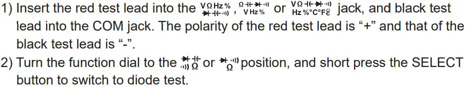 UNI-T UT208B 1000A True RMS Digital Clamp Meter User Manual - Diode Test