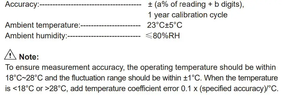 UNI-T UT208B 1000A True RMS Digital Clamp Meter User Manual - Electrical specifications