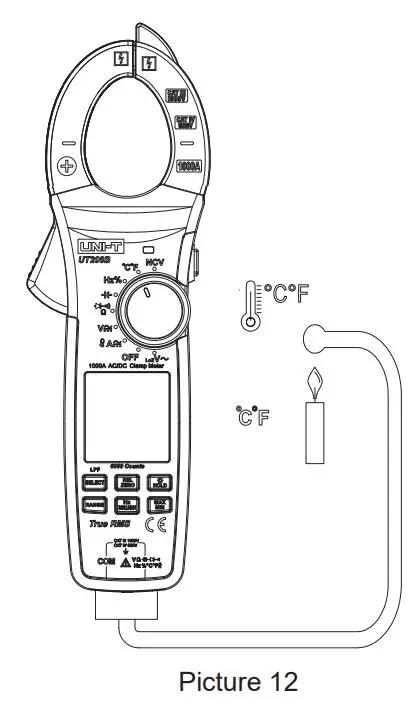 UNI-T UT208B 1000A True RMS Digital Clamp Meter User Manual - Picture 12