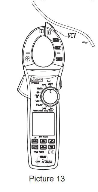 UNI-T UT208B 1000A True RMS Digital Clamp Meter User Manual - Picture 13