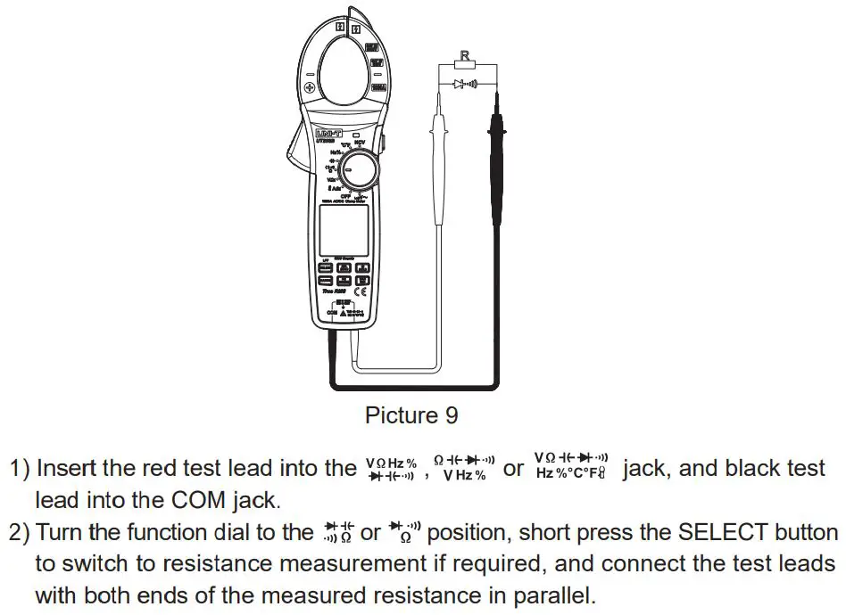 UNI-T UT208B 1000A True RMS Digital Clamp Meter User Manual - Picture 9