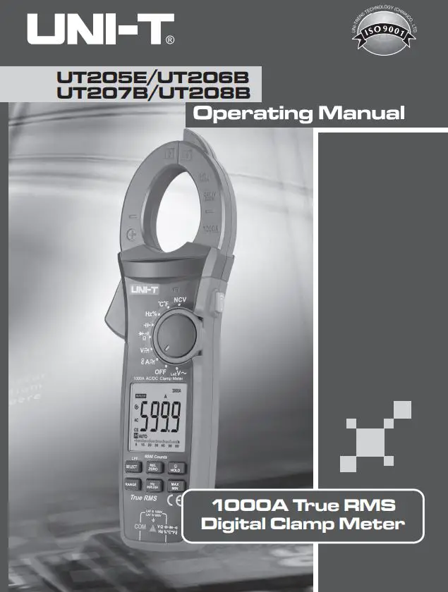UNI-T UT208B 1000A True RMS Digital Clamp Meter User Manual