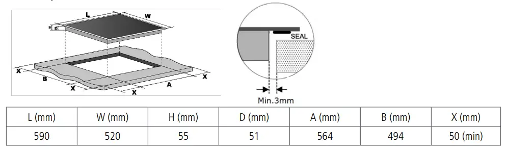 caple C816C Ceramic Hob Black Glass fig12