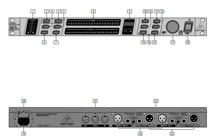 behringer Audio Performance Ultra-Fast Feedback Destroyer Parametric - FEEDBACK DESTROYER PRO FBQ2496 Controls