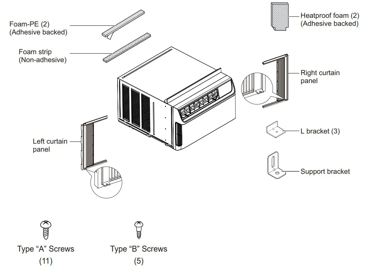 LG LW8022IVSM 8000 BTU Smart Window Air Conditioner Owner's Manual - Parts Included