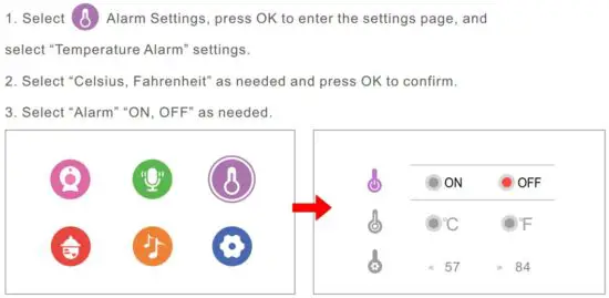 FIG 19 Temperature alarm settings