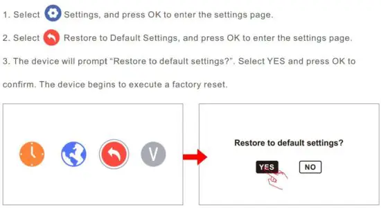 FIG 24 Restore to default settings