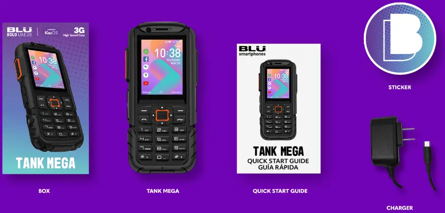 BLU T570 Green Tank Mega Rugged Feature Phone - box