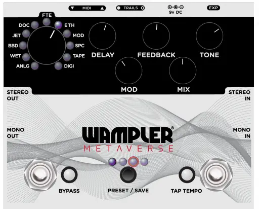 WAMPLER 763815133348 Metaverse DSP Multi Delay Multi Effect Guitar Pedal - fig4