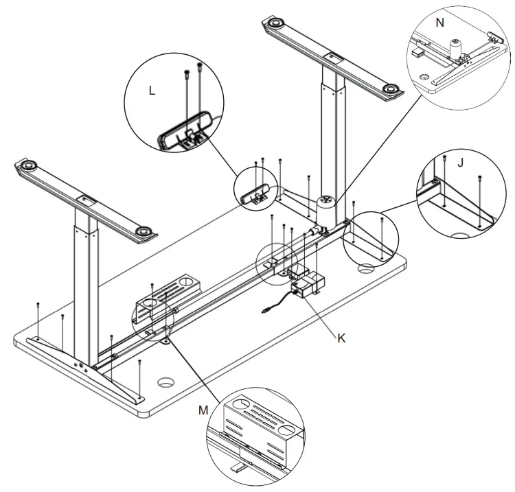 Realspace Hdr Ud1 Electric Adjustable Height Desk - Fix the frame to the desktop