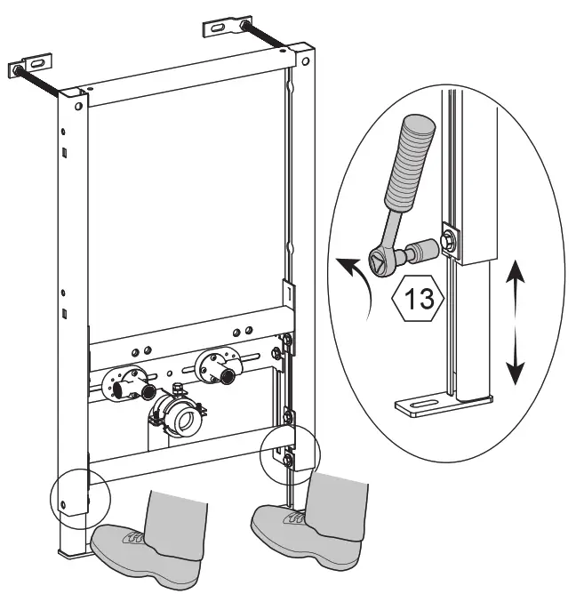 Swiss Madison SM WC124 Concealed In Wall Bidet Carrier System - adjustments