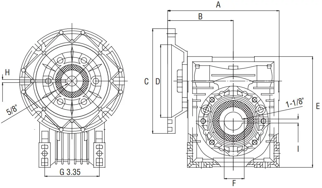 HydroWORKS 8607400 Aluminum Worm Gear Speed Reducer - Figure 1
