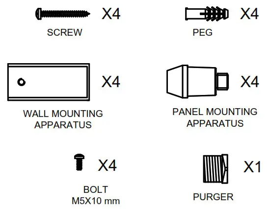 REINA ANCORA Towel Radiator - SUPPLIED INSTALLATION ACCESSORIES