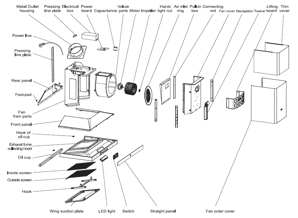 FOTILE EMS9026 36 Inch Stainless Steel Ducted Chimney Style Wall Mount Hood 13