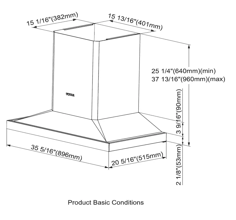 FOTILE EMS9026 36 Inch Stainless Steel Ducted Chimney Style Wall Mount Hood 8