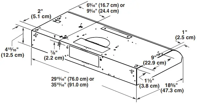 Whirlpool LI317D 30 Inch Stainless Steel Convertible Under Cabinet Hood - Product Dimensions
