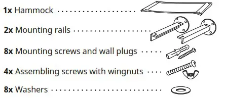 Catnets Skywalks Wall Mounted Hammock - Part List