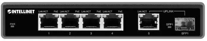 INTELLINET 561822 5-Port Gigabit Ethernet PoE+ Switch with SFP Port-2