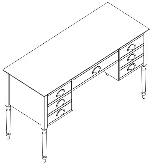 HOME DECORATORS COLLECTION WD-03 Large Writing Desk with Turned LEGs -