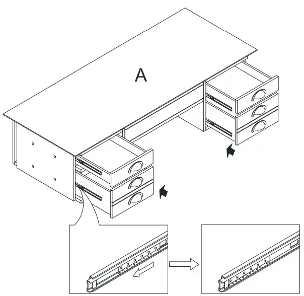HOME DECORATORS COLLECTION WD-03 Large Writing Desk with Turned LEGs - Attach All Drawers