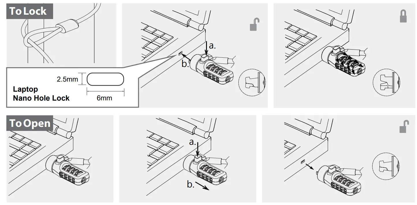 ACT AC9025 Nano Laptop Lock with Combination Lock - Figure 2