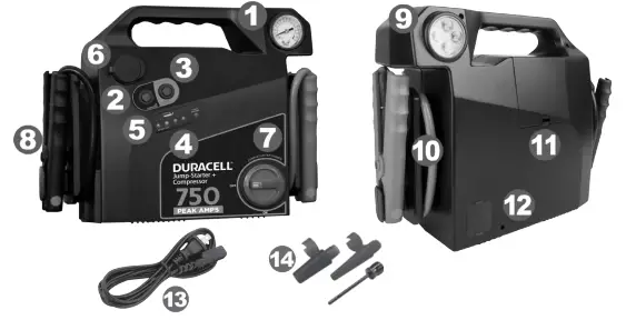 Portable Emergency Jump-Starter+Compressor