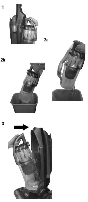Bissell 16N5 Series Health Home Vacuum - Emptying the dirt container
