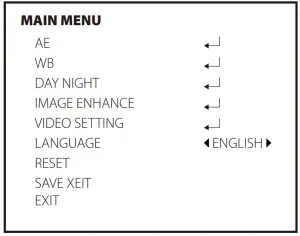 RunCam Eagle 3 1000TVL Micro FPV Camera - Camera Menu 1