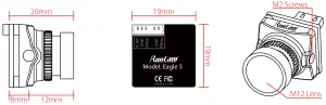 RunCam Eagle 3 1000TVL Micro FPV Camera - Dimensions & Installation