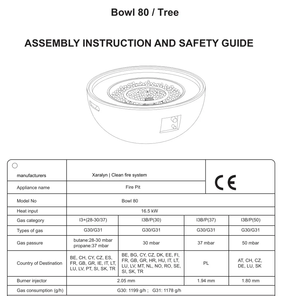 Xaralyn Bowl 80 or Tree ASSEMBLY INSTRUCTION AND SAFETY GUIDE
