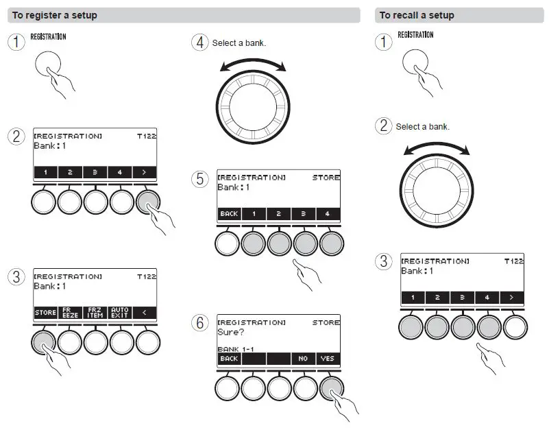 Registering and Recalling Performance Setups