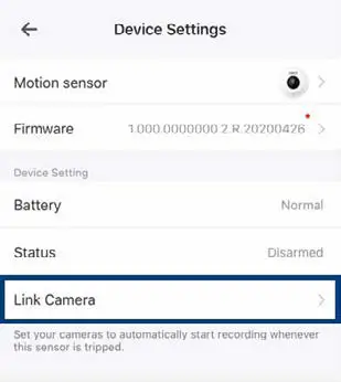 To link a sensor to a camera in the Lorex Home app
