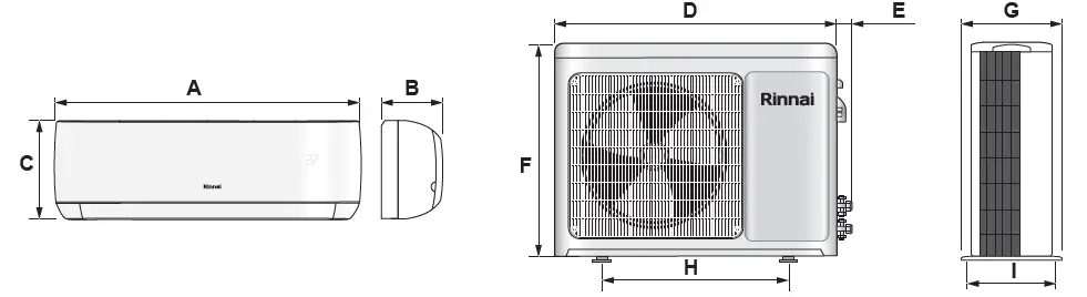 Rinnai HSNCJ25B CJ Series Split Type Wall Mounted Air Conditioner FIG 2