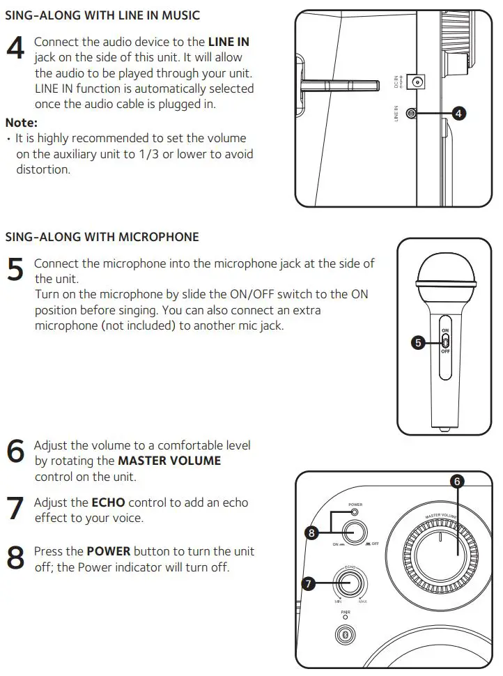 singing machine SMK250 Kids Mood Bluetooth Sing-Along Speaker Instruction Manual - Operation