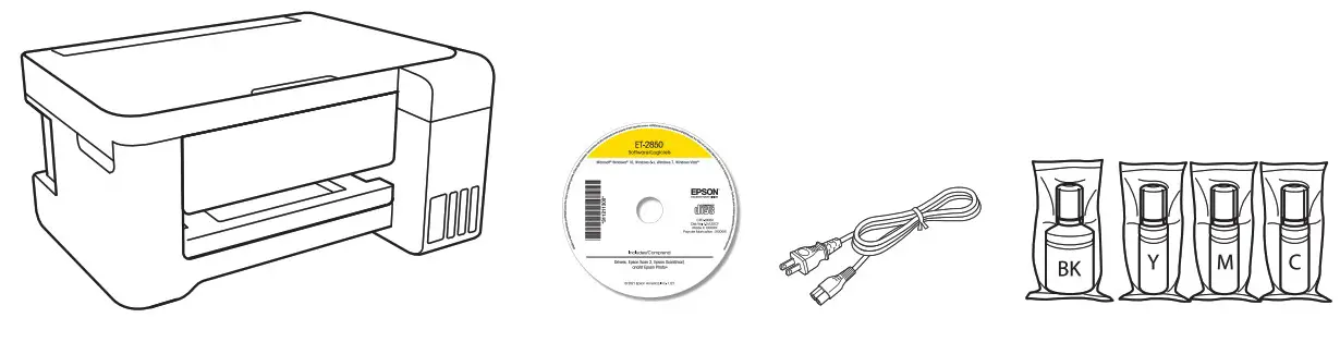 EPSON ET 2850 EcoTank Wireless Color All in One Cartridge Supertank Printer - Unpack