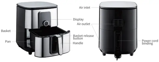 Bagotte BAF80 5 8 Quart Air Fryer - general description