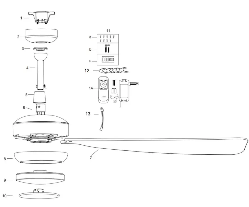 Lucci air Airfusion Slipstream DC Ceiling Fan - parts
