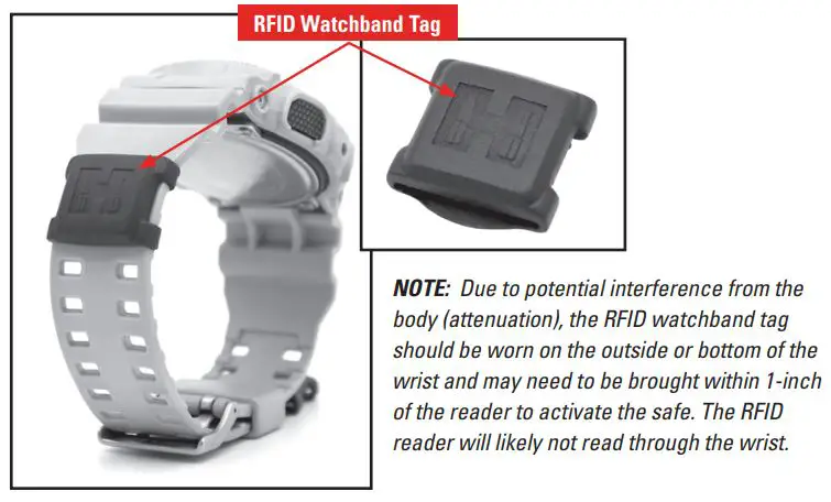 Hornady 98190 AR Gunlocker Safe Gun Locker Owner's Manual - RFID Watchband Tag