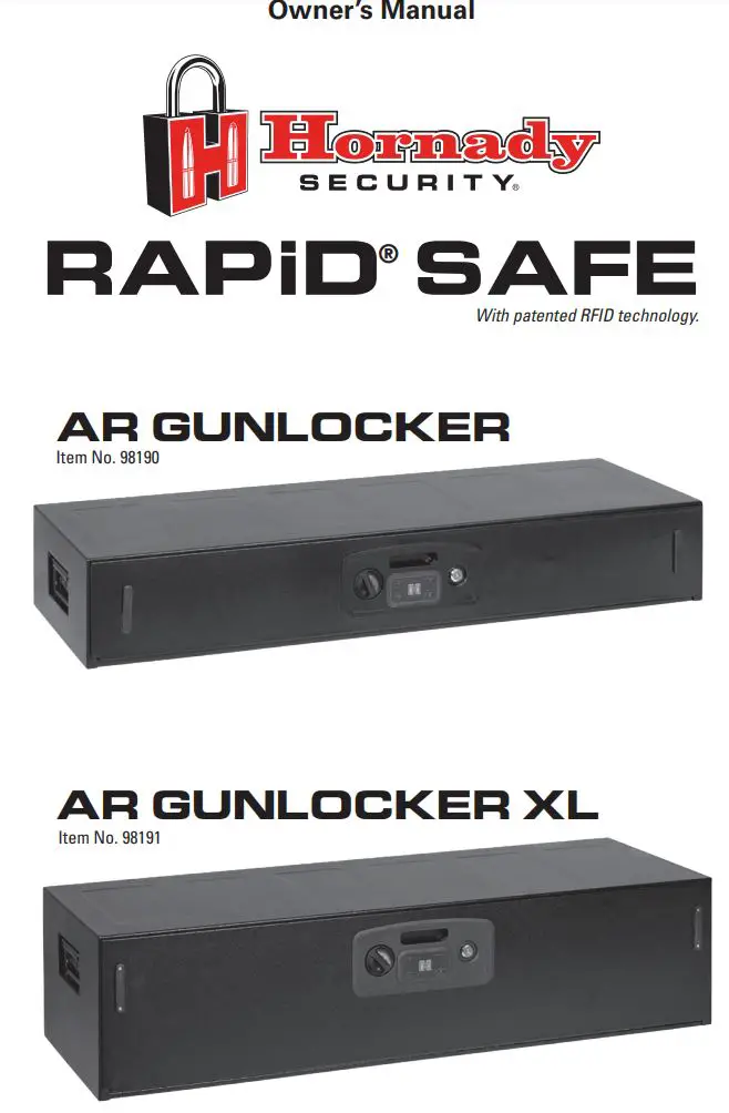Hornady 98190 AR Gunlocker Safe Gun Locker Owner's Manual