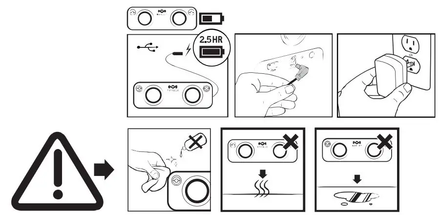Marley EMJA006B Portable Bluetooth Speaker User Manual - Warning