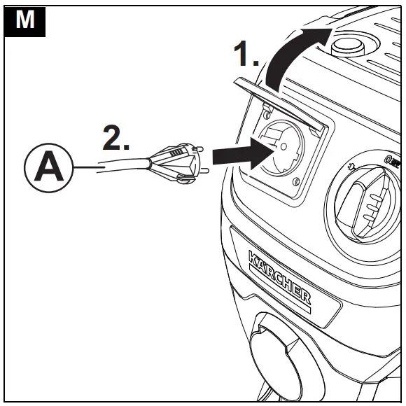 Plug the mains plug of the power tool