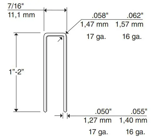 SENCO Construction Staplers Instruction Manual - Fastener Specification