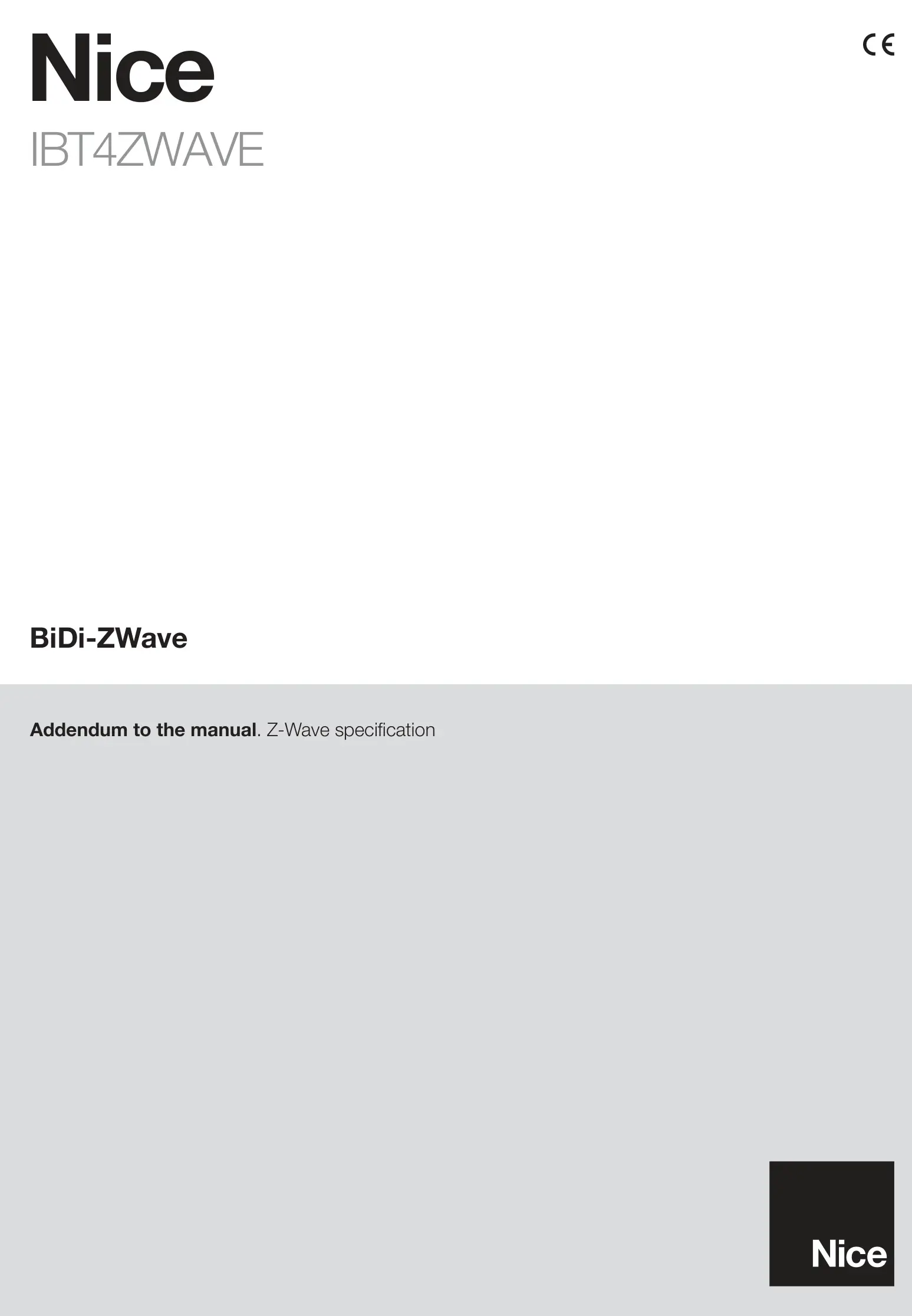 Nice IBT4ZWAVE BiDi-ZWave Interface - Z-Wave specification