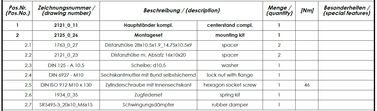 IBEX 10008378 Centerstand Kit 07