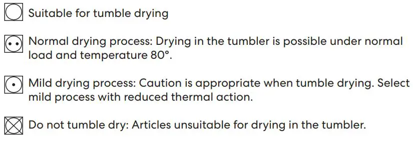 SOLT GGSHPD80 Heat Pump Dryer User Manual - Dry care symbols