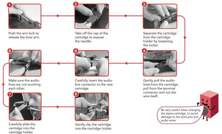 BAUHN ARTTS-0821-W Turntable With Speakers - Replacing the Stylus