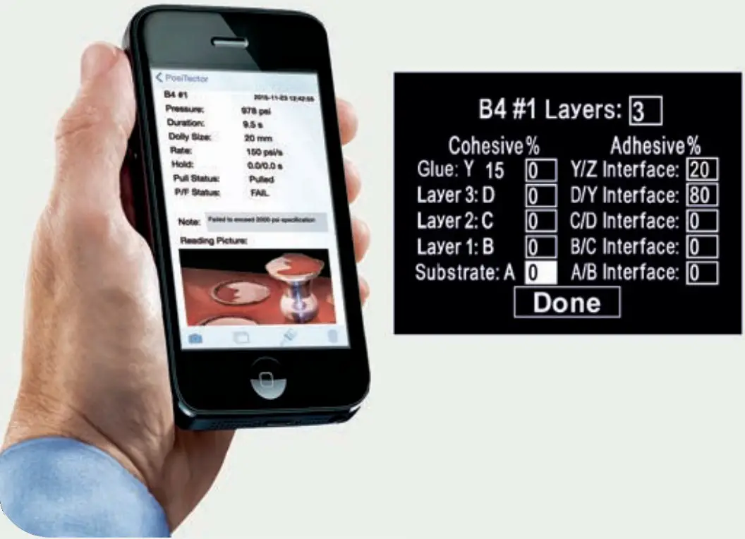 DeFelsko AT Series Pull Off Adhesion Testers - Nature of fracture
